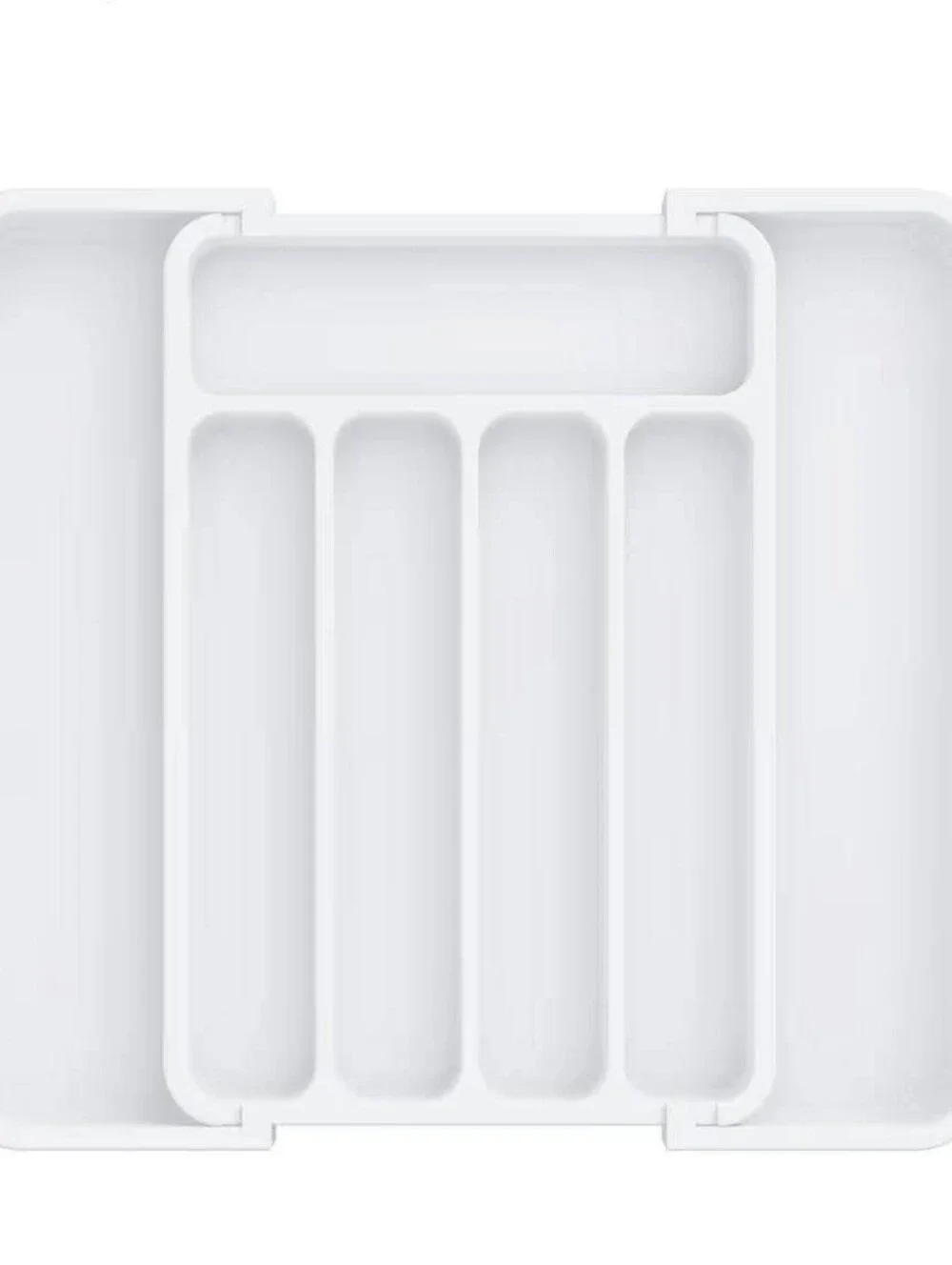 Adjustable White Cutlery Drawer Organizer Tray